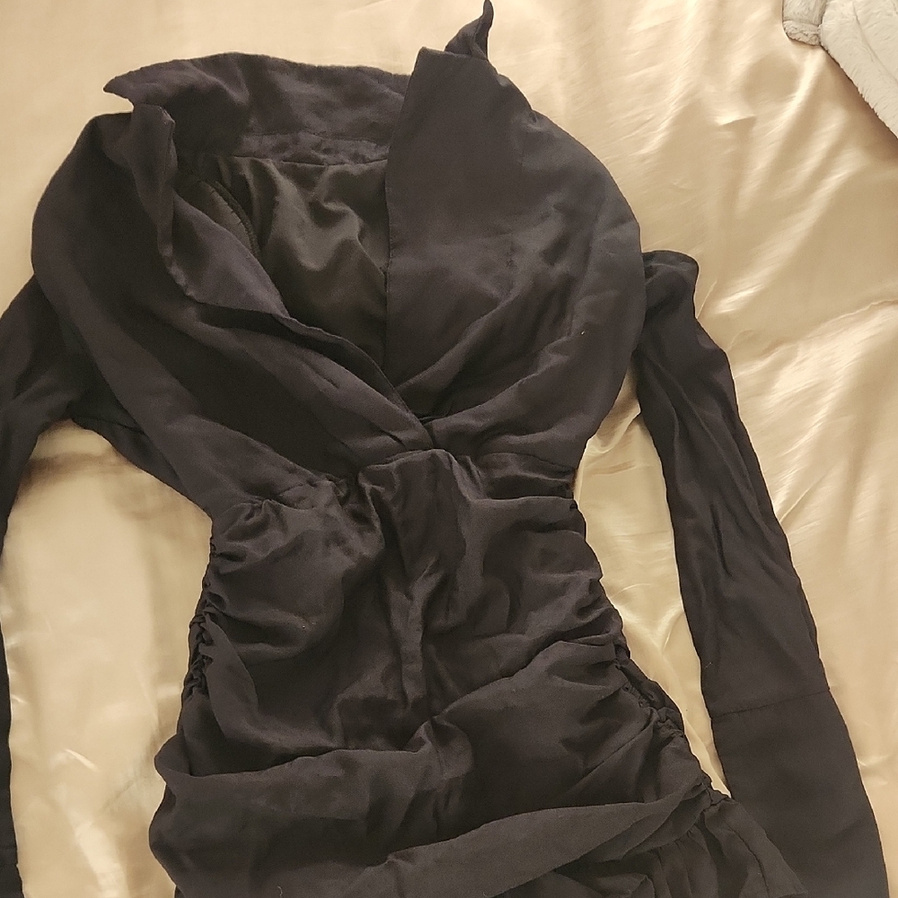 SHEIN Black Ruched Mini Dress